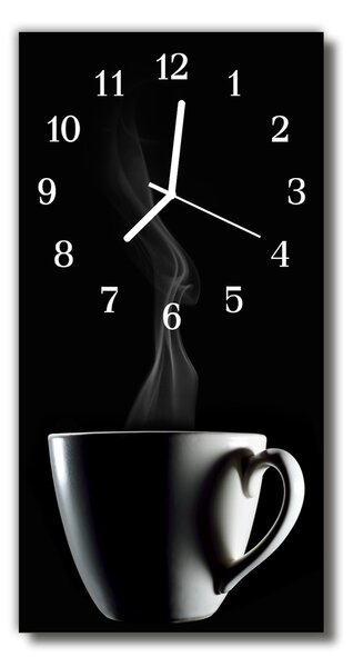 Nástenné hodiny vertikálne Kuchyňa. Šálka ​​čiernej kávy 30x60 cm