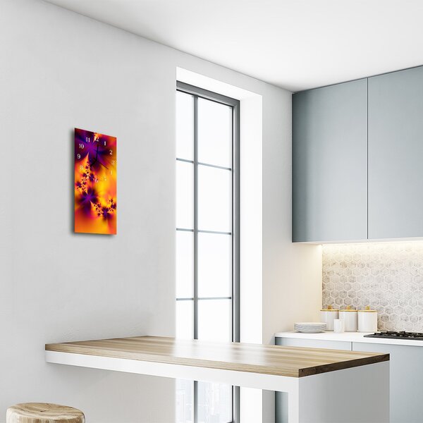 Nástěnné hodiny vertikální  Květy barevné abstrakce 30x60 cm
