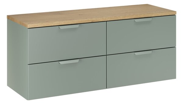 Comad Závěsná skříňka pod umyvadlo Aster Nordic s deskou 120 cm zelená/dub cremona