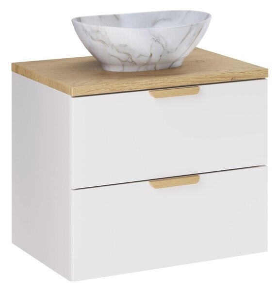 Comad Závěsná skříňka Aster Pati s deskou a umyvadlem 60 cm bílá/dub cremona