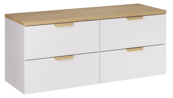 Comad Závěsná skříňka pod umyvadlo Aster Nordic s deskou 120 cm bílá/dub cremona