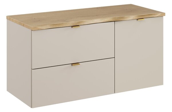 Comad Závěsná skříňka pod umyvadlo Dalia Cashmere Nature s košem na prádlo a deskou 100 cm dub cremona/kašmírová