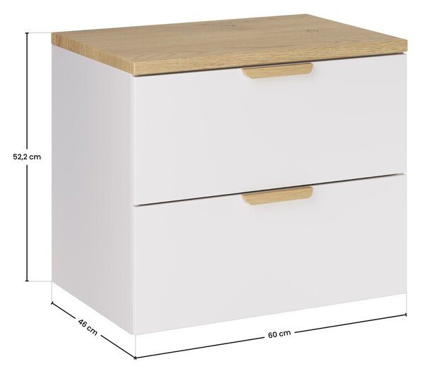 Comad Závěsná skříňka pod umyvadlo Aster s deskou 60 cm bílá/dub cremona