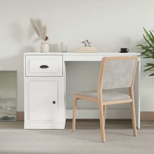 Maison Exclusive - písací stôl so zásuvkou, biely, 115 x 50 x 75 cm, drevotrieska