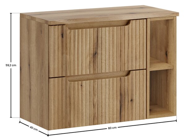 Comad Závěsná skříňka pod umyvadlo Nova Oak Nature s deskou 80 cm dub coast evoke