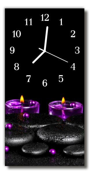 Nástenné hodiny vertikálne Kamene s farebnými kúpeľnými sviečkami 30x60 cm