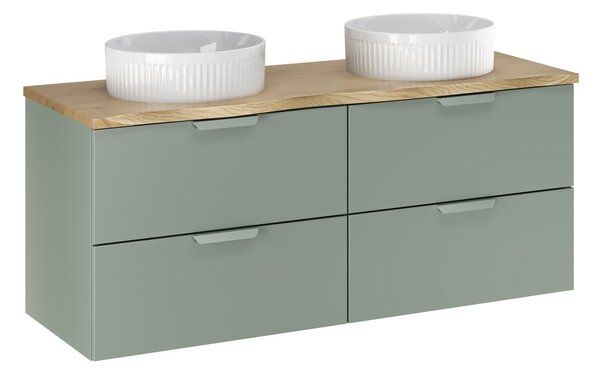 Comad Závěsná skříňka Aster Nature Beyond s deskou a umyvadly 120 cm zelená/dub cremona