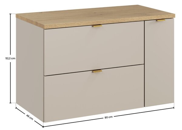 Comad Závěsná skříňka pod umyvadlo Dalia Cashmere Nordic s deskou 80 cm dub cremona/kašmírová