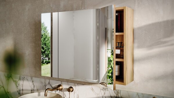 Comad Závěsná koupelnová skříňka se zrcadlem UNI 80 cm dub coast evoke