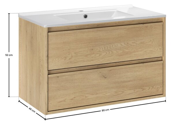 Comad Závěsná skříňka Viola Lava se zápustným umyvadlem 80 cm dub cremona
