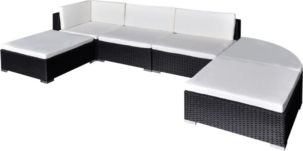 Maison Exclusive – 6-dielna záhradná súprava s poduškami, polyratan, čierna