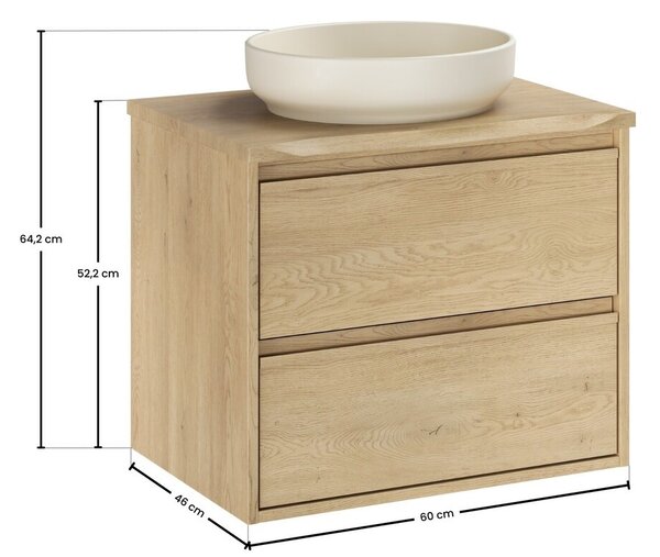 Comad Závěsná skříňka Viola River s deskou a umyvadlem 60 cm dub cremona/ivory