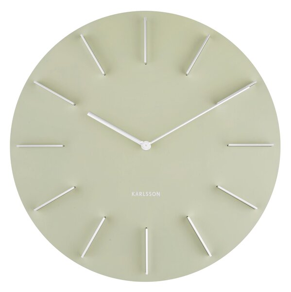 KARLSSON Nástenné hodiny Discreet – zelená ∅ 40 cm