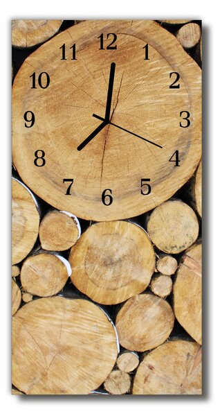 Sklenené hodiny vertikálne Hnedé drevo 30x60 cm