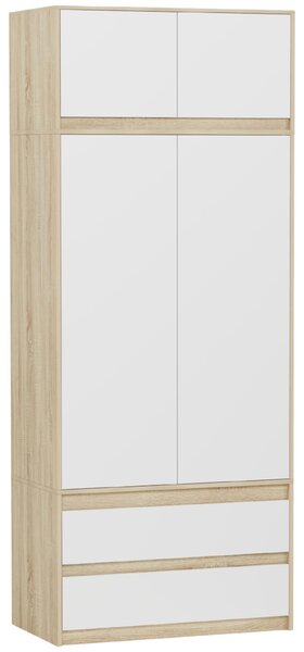 Šatníková skriňa s nadstavcom 90 x 234 cm FRAMIRE B-9-NTIP, sonoma mix