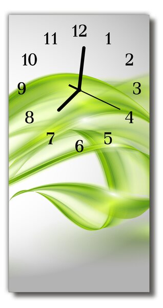 Sklenené hodiny vertikálne Umelecké abstraktné zelené čiary 30x60 cm