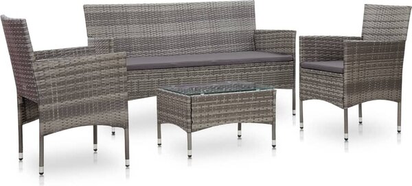 Maison Exclusive – 4-dielna záhradná súprava s poduškami Poly Rattan Grey