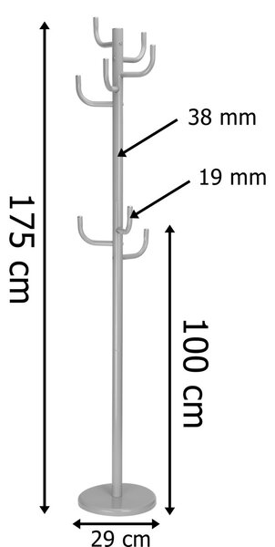 TZB Věšák na oblečení WIKTOR 175 cm šedý