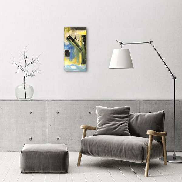 Skleněné hodiny vertikální  Umělecký vzor barevný 30x60 cm