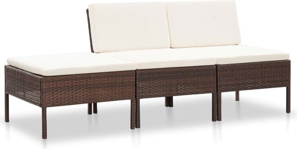 Maison Exclusive – 3-dielna záhradná súprava s vankúšmi z polyrotangu v hnedej farbe