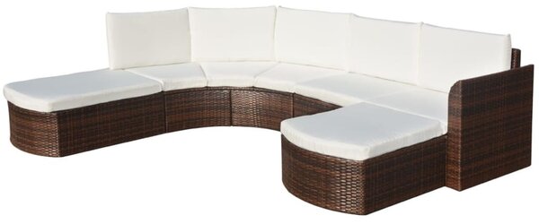 Maison Exclusive – 4-dielna záhradná súprava s poduškami Poly Rattan hnedá
