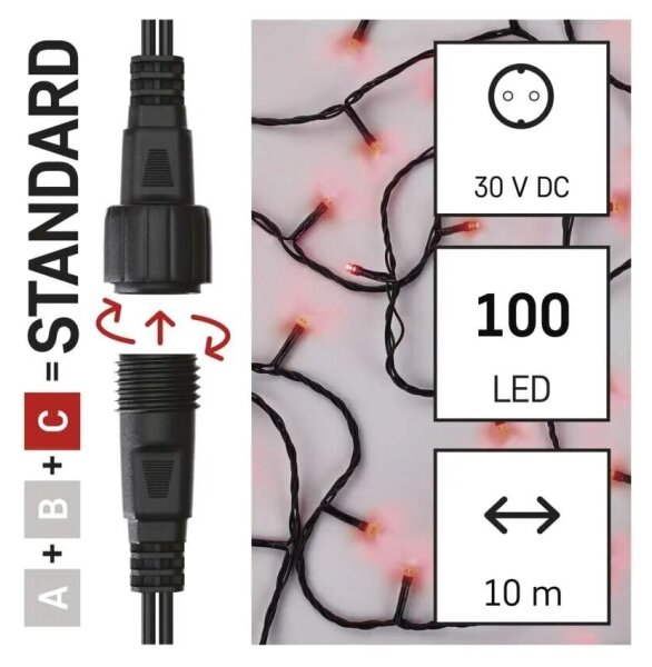 LED Vonkajšia vianočná reťaz 100xLED/10m IP44 červená