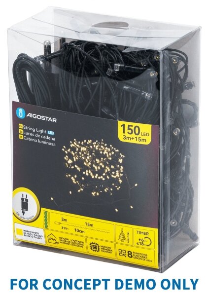 Aigostar - LED Vonkajší vianočný reťaz 500xLED/8 funkcií 13m IP44 teplá biela
