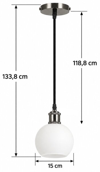 BRILAGI - LED luster na lanku RETRO GLASS 1xE27/60W/230V pr. 15 cm čierna/biela