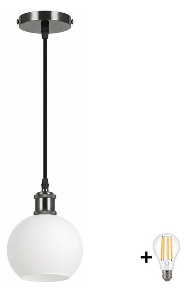 BRILAGI - LED luster na lanku RETRO GLASS 1xE27/60W/230V pr. 15 cm čierna/biela