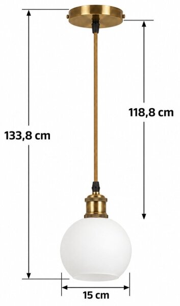 BRILAGI - LED luster na lanku RETRO GLASS 1xE27/60W/230V pr. 15 cm zlatá/biela