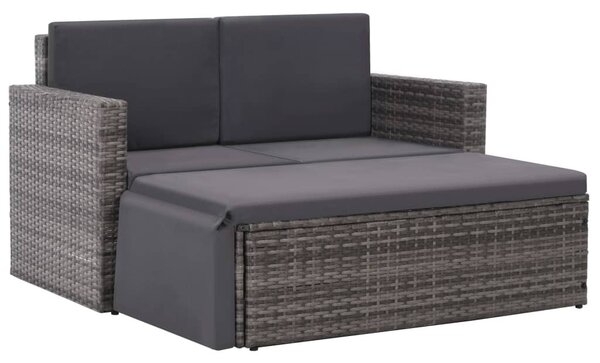 Maison Exclusive – 2-dielna záhradná súprava s vankúšmi, poly ratan, sivá