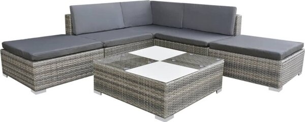 Maison Exclusive – 6-dielna záhradná súprava s vankúšmi Poly Rattan Grey