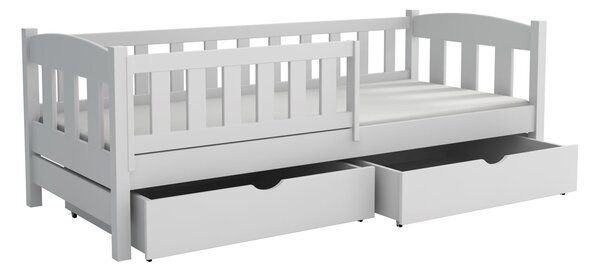 MAXMAX Detská posteľ z masívu borovice BEN so šuplíkmi - 200x90 cm - ŠEDÁ