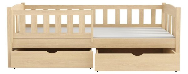 MAXMAX Detská posteľ z masívu borovice BEN so šuplíkmi - 200x80 cm - PRÍRODNÁ BOROVICA