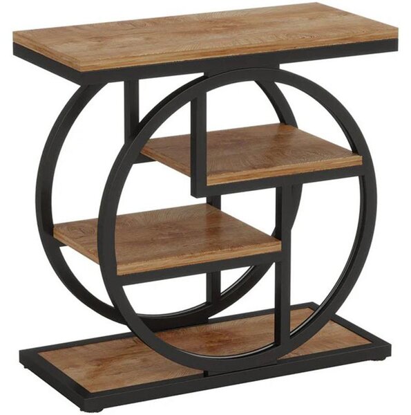 4-poschodový odkladací stolík HOGA-RY0109, 29,8 x 61,9 x 61,9 cm, čierno-hnedý