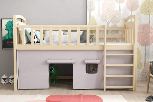 MAXMAX Detská vyvýšená posteľ z masívu borovice ARANKA - 200x90 cm - prírodná borovica
