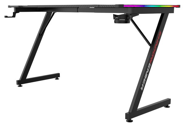 TZB Herný stôl SHADOW GAMER 2.0 140 cm LED RGB čierny