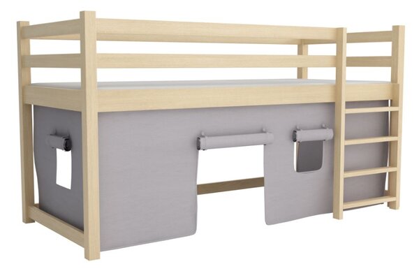 MAXMAX Detská vyvýšená posteľ z masívu borovice PORTO - 180x80 cm - prírodná borovica