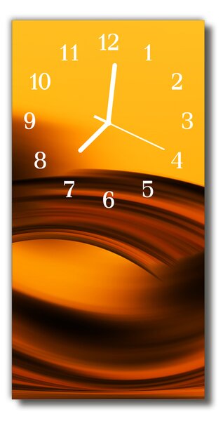 Sklenené hodiny vertikálne Art waves oranžová abstrakcie 30x60 cm