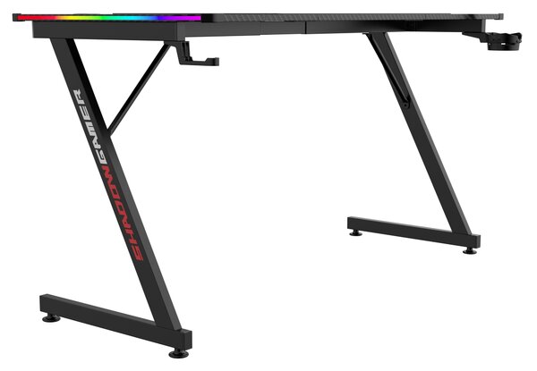 TZB Herný stôl SHADOW GAMER 2.0 140 cm LED RGB čierny