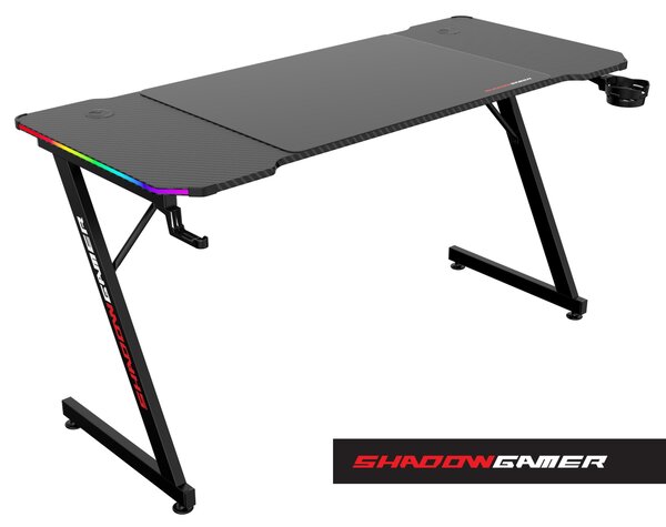 TZB Herný stôl SHADOW GAMER 2.0 140 cm LED RGB čierny