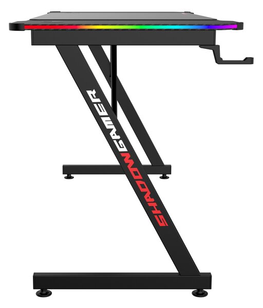 TZB Herný stôl SHADOW GAMER 2.0 140 cm LED RGB čierny