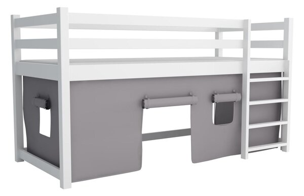 MAXMAX Detská vyvýšená posteľ z masívu borovice PORTO - 200x90 cm - biela