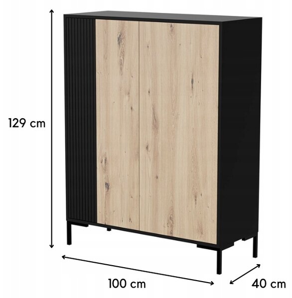 HALMAR Komoda Merci 100 cm černá/dub artisan
