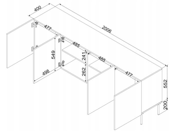 HALMAR Komoda Siena 200 cm černá