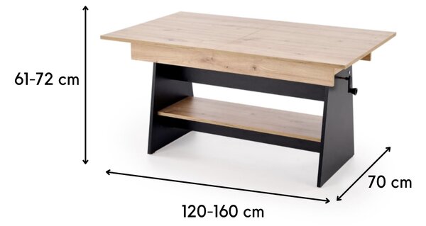 HALMAR Rozkládací konferenční stolek Erika dub artisan/černý