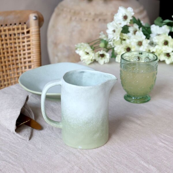 Zelený rustikálny džbán Valence Dusty Verte - 13 * 9 * 12 cm / 500 ml - Chic Antique