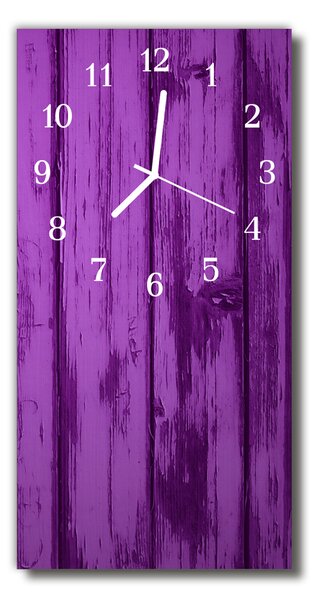Sklenené hodiny vertikálne Fialové drevo 30x60 cm