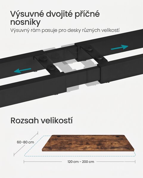 SONGMICS Nastavitelný elektrický rám pracovního stolu Vasagle Edy 120/200 cm černý
