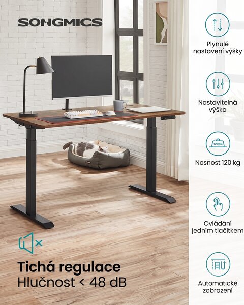 SONGMICS Nastavitelný elektrický rám pracovního stolu Vasagle Edy 120/200 cm černý